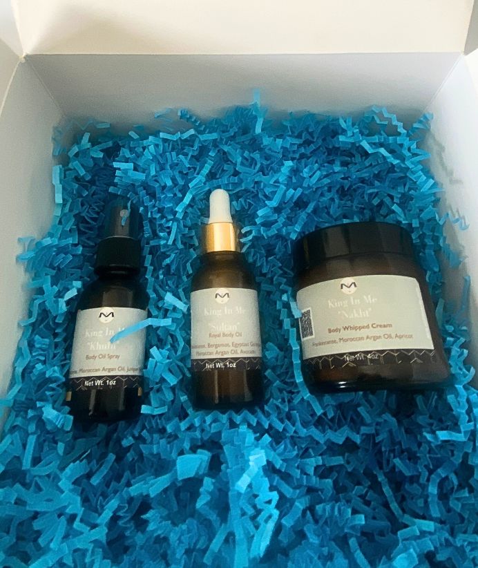 Gift Box Kit King In Me Collection | Sultan Body Oil | Khufu Oil Spray | Nakht Whipped Body Cream | Frankincense | Juniper  Berry