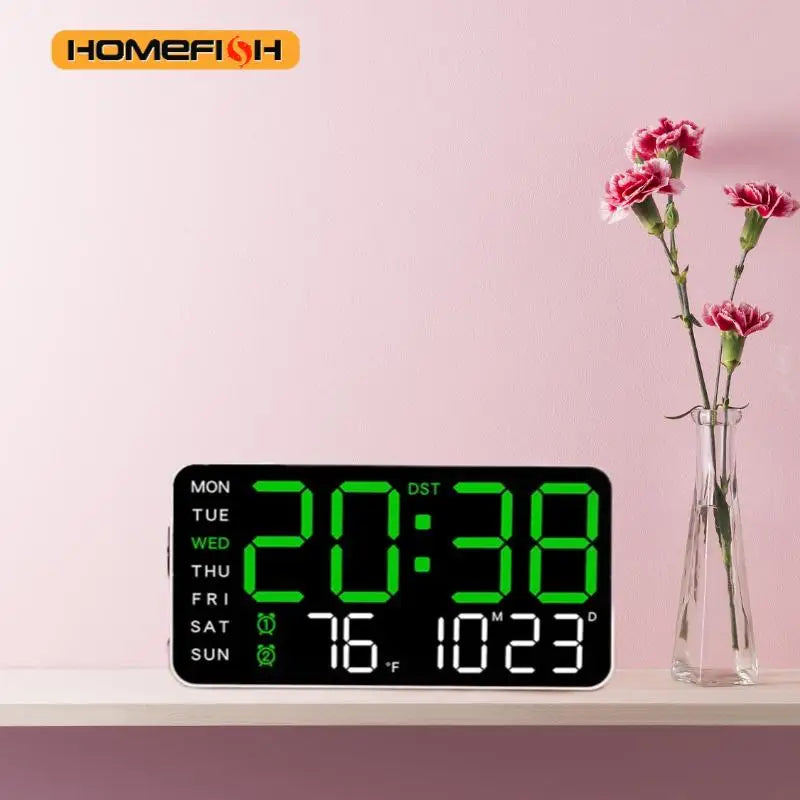 Giant Intelligent Digital Wall Clock｜One screen to control time-temperature-date, home technology pulls full!