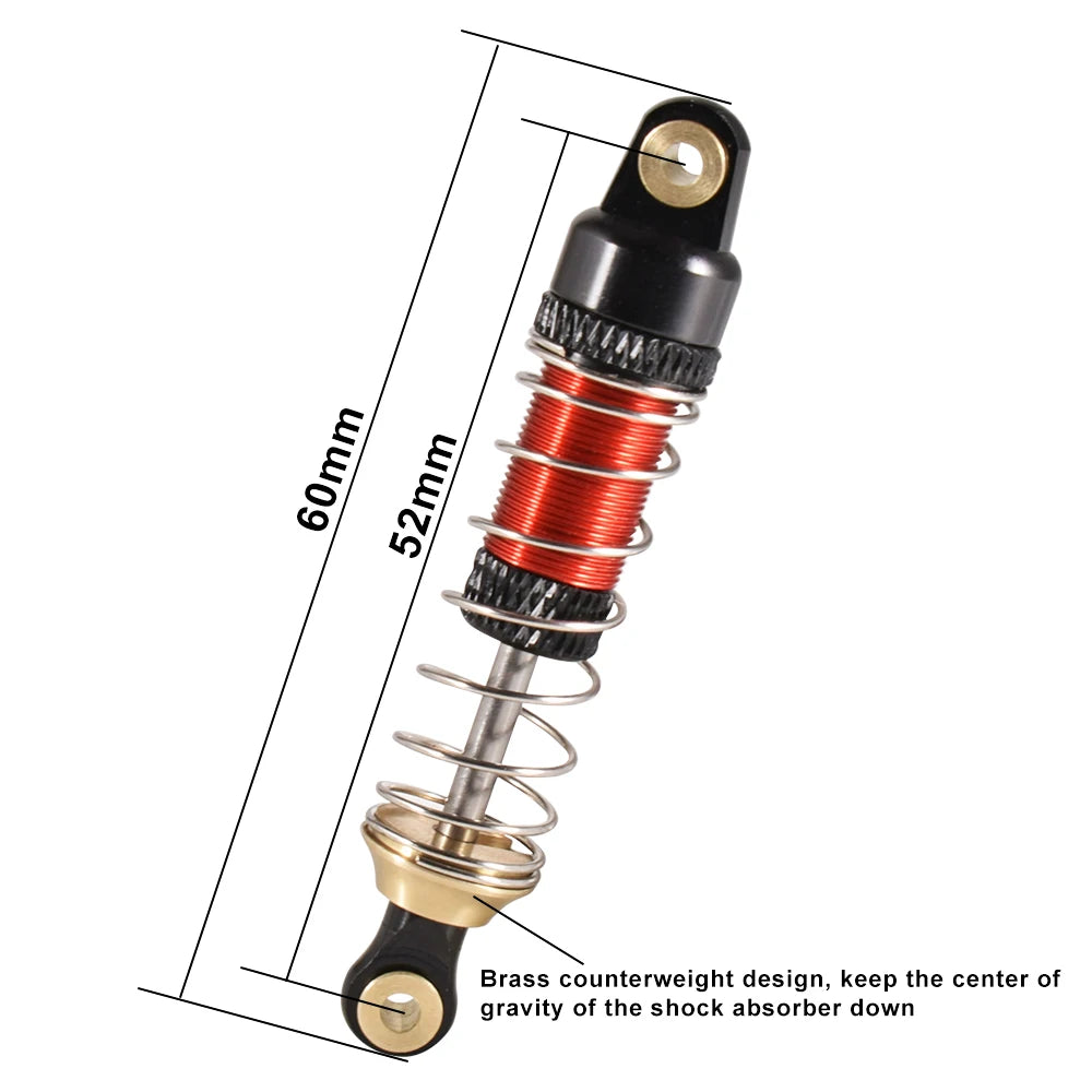 9IMOD 52mm Shock Absorber Oil Threaded Spring Damper Front/Rear for 1/18 TRX4M