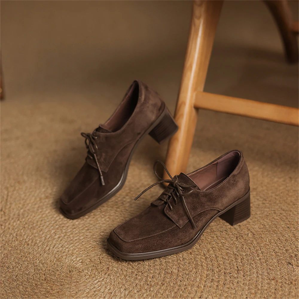 FEDONAS Suede Pumps Women Shoes 2025 New Trendy Spring Block Heel Office Lady Handmade Shoes Retro Office Pumps Shoes Big Size
