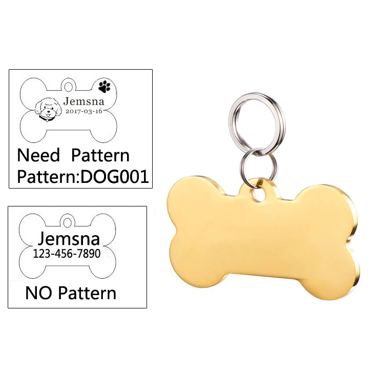 Free Engraving Dog Cat ID Tag For Puppy And Kitten Pet Accessories Customized Name Telephone Pattern Personalized Accessory