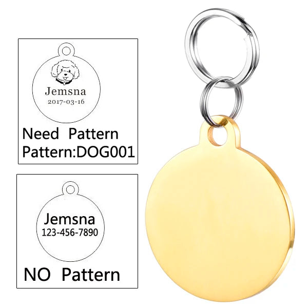 Free Engraving Dog Cat ID Tag For Puppy And Kitten Pet Accessories Customized Name Telephone Pattern Personalized Accessory