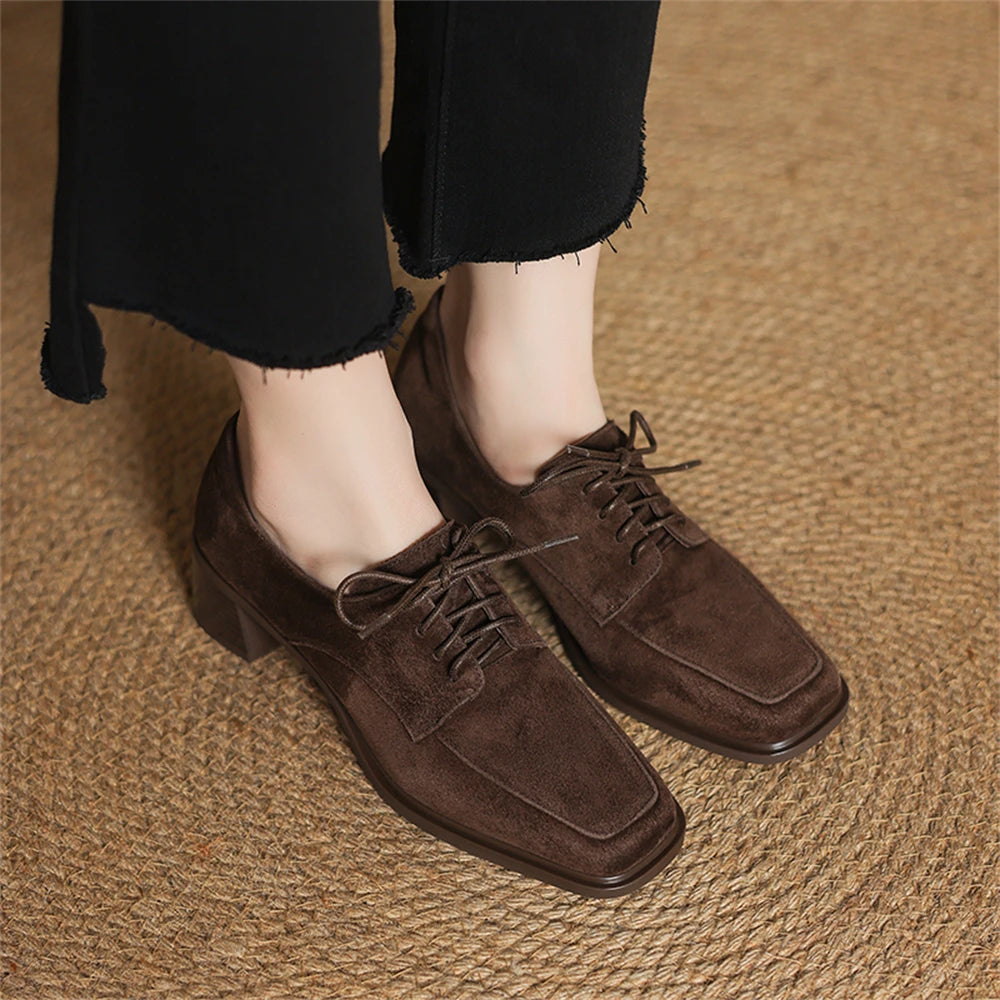 FEDONAS Suede Pumps Women Shoes 2025 New Trendy Spring Block Heel Office Lady Handmade Shoes Retro Office Pumps Shoes Big Size