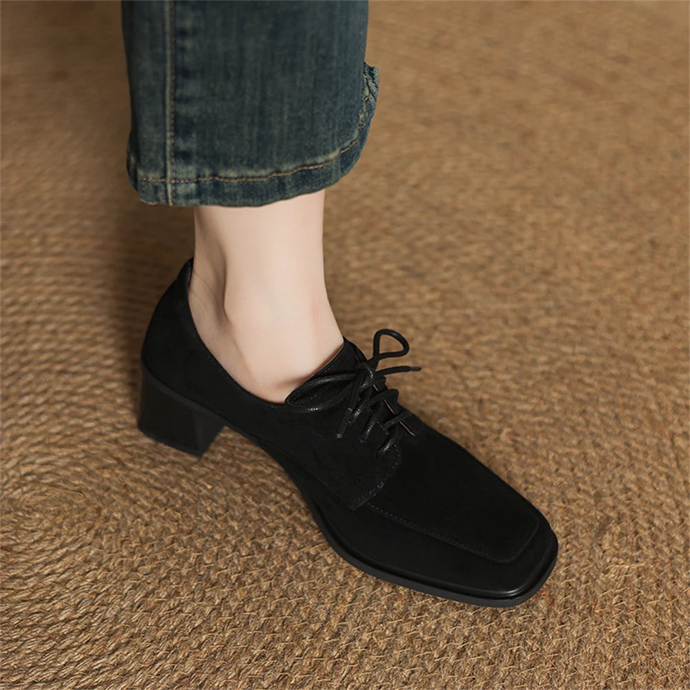 FEDONAS Suede Pumps Women Shoes 2025 New Trendy Spring Block Heel Office Lady Handmade Shoes Retro Office Pumps Shoes Big Size