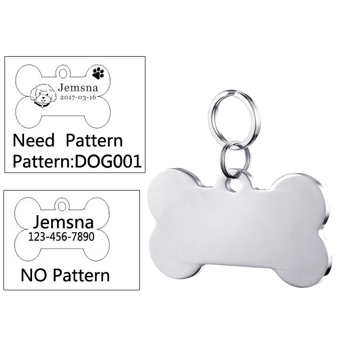 Free Engraving Dog Cat ID Tag For Puppy And Kitten Pet Accessories Customized Name Telephone Pattern Personalized Accessory
